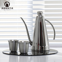 Nordic simple mirror stainless steel thin mouth hand punch coffee pot light luxury home hanging ear brewing pot ornaments