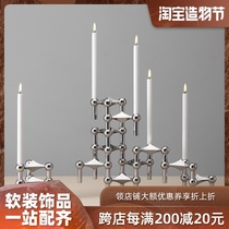 Nordic Wrought iron candle holder Home decoration ornaments Dining table Romantic candlelight dinner props Light luxury molecular furnishings
