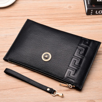 Mens handbag leather trend casual hand bag mens soft cowhide simple personality clip youth envelope bag