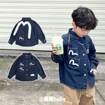 22 Spring Autumn Season New Casual Turn-collar Boys small and small children Clothing Blouse-Tide Cards Pocket Denim Shirt Jacket