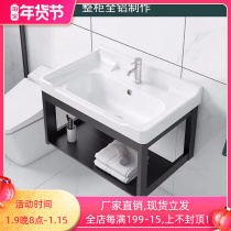 Hanging Wall wash basin small apartment balcony simple toilet wash basin integrated washbasin cabinet combination household