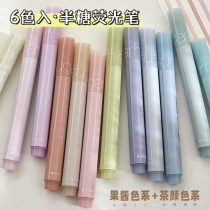 Visual Stationery Collection Society High Color Value Semi Sugar Fluorescence Pen Student Marking Key in Color Morandi Color