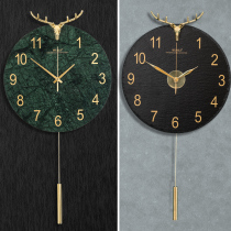 Nordic light luxury watch wall clock Living room household fashion modern creative deer head quartz clock free hole art wall hanging