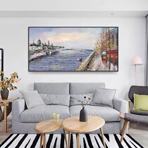 Hand-painted oil painting modern simple American light luxury abstract hanging painting living room decoration painting pure hand-made landscape mural City