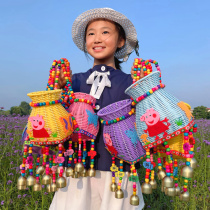 Childrens small back basket bamboo bag kindergarten performance stage props imitation rattan plastic weaving National Style Craft
