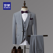 Romon spring new mens suit suit business professional dress groom wedding dress trend slim suit suit