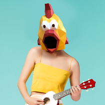 Halloween Rooster headgear DIY creative paper model animal mask photography masquerade anchor party props