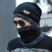 Autumn and winter warm bib Mens pullover windproof warm hat Outdoor riding neck cover hat set sports wool hat