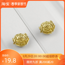 Rose handle pure brass cabinet door drawer wardrobe New Chinese style brief Nordic wind light luxury furniture Single-hole door handle