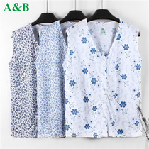 ab underwear middle-aged large size granny vest womens 100% cotton sleeveless cardigan cotton old-age undershirt womens summer