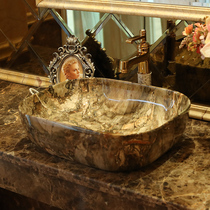 Jingdezhen ceramic table upper basin art basin square imitation marble pattern antique sink toilet washbasin