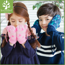 kk tree autumn and winter childrens gloves thickened winter boys and girls baby gloves winter children five finger gloves plus velvet tide