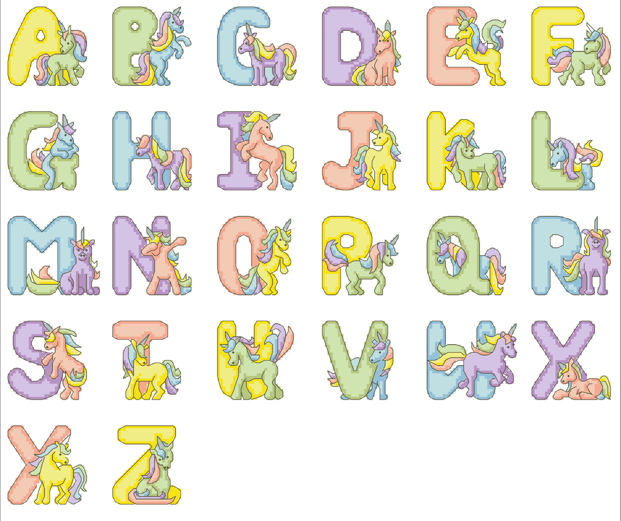 (Zhang Xiao cool) cross-stitch DMC R line from the kit plastic plate refrigerator paste rainbow unicorn letter