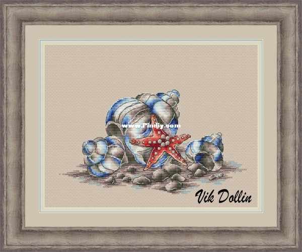 (Zhang Xiao cool) cross-stitch DMC R self-matching 14CT plastic plate no cloth set cotton cloth set conch