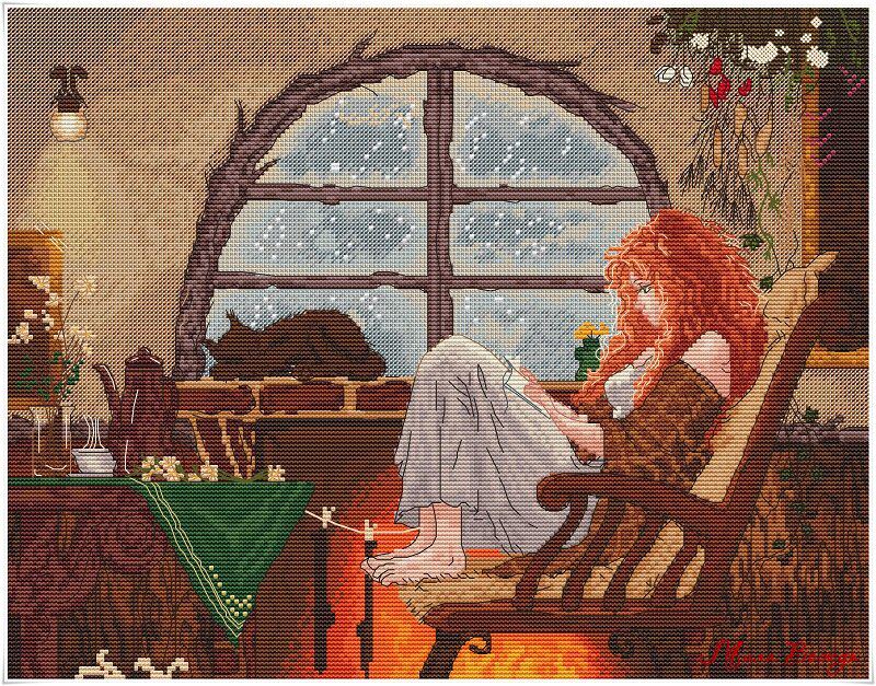 (Zhang Xiao cool) cross-stitch DMC R line 14CT self-matching cotton set no cloth set winter girl