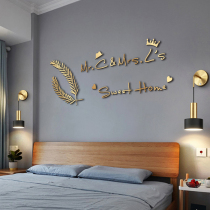 Bedside wall decoration bedroom background wall room layout Wall pendant letter wall sticker master bedroom light luxury wall decoration