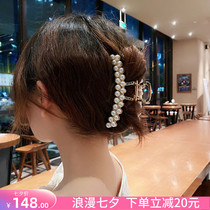 Korean pearl hairpin one-word clip on the back of the head female summer large net red 2020 new clip clip headdress