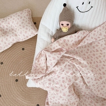 iins Korean family small frescoed sweet and broken flowers four layers of gauze cover blanket baby afternoon nap blanket air conditioning blanket child cover quilt