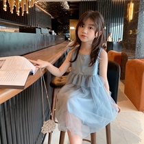 Princess dress Girls super fairy summer dress Yangqi 2021 new childrens skirt medium and large childrens puffy mesh skirt