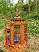 Boutique old bamboo thrush bird cage carving thrush bird cage carved bird cage carved bird cage Sichuan cage eight brothers cage