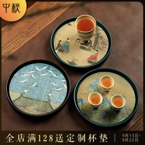 Original quick-drying absorbent tea tray dry bubble tea table ceramic pot bearing household small round kung fu tea set tea tray