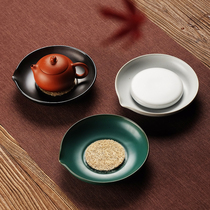 Retro pot bearing dry foam table pot cushion tea bearing pot purple sand plate savings water Japanese rough pottery Ru kiln tea set accessories