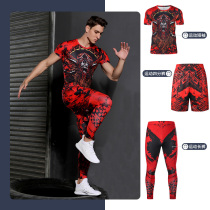 Sports tights fitness running set chen pao fu muscle training basketball quick-drying breathable elastic three piece