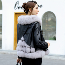Leather Leather 2021 Winter Clothes Haining Small Sheep Leather Down Jacket Women Short Big Fox Fur Coat
