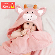Baby bath towel cloak hooded newborn baby baby bath than pure cotton absorbent can wear spring and autumn thick bathrobe
