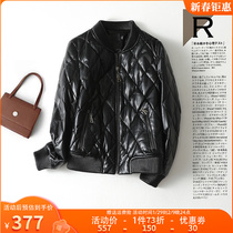 Lady skin jacket leisure short Haining leather jacket large number 2023 spring new leather jacket feather jacket