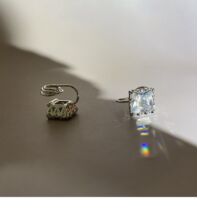 One square drill ear clip No earhole female ear nail promotion grade version Mosquito Coil 1 Press on Tight Platinum Color Zircons Earrings