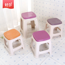 Haoer plastic stool thickened adult non-slip bench fashion creative chair home high square stool simple dining table stool
