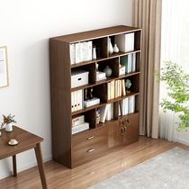 Bookshelves rack floor living room leaning against wall containing frame office with lock cabinet for home modern minimalist bookcase