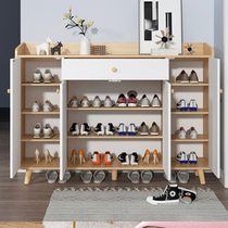 Shoe cabinet Household door solid wood color Nordic large capacity entrance Simple foyer storage locker Balcony shoe rack