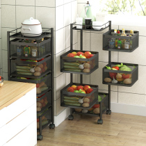 Rotating shelf floor multi-layer dish storage rack household multifunctional vegetable basket kitchen seasoning rack storage rack