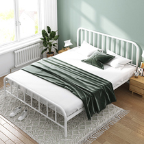 Bed Wrought iron bed Double bed 1 5 meters 1 8 meters Modern simple iron bed rental house Apartment Single bed frame Nordic