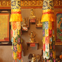Tibetan Buddhist Dharma Church supplies for Buddha decoration Victory building Buddha building colorful tube building banner 1 meter 2 pair
