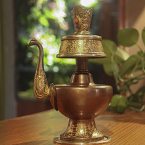 Nepal Tibetan Buddhism Tantric copper hand carved Benba pot Benba pot Holy Water water purification cup height 22cm