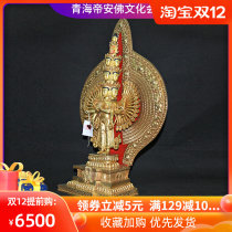Thousand-handed Guanyin Buddha statue pure copper gilt thousand-handed Guanyin Bodhisattva ornaments Nepal home furnishing ornaments 50cm