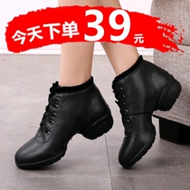 Dance shoes ladies square dance shoes black dance shoes winter belt soft bottom sailor dance shoes middle-aged
