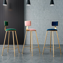 ins Simple gold bar chair Bar chair backrest high stool Black red bar stool Front desk restaurant lounge chair