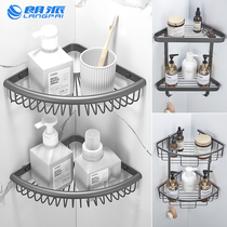 Gray all-copper toilet Corner Corner basket wall-mounted bathroom rack shower room double storage tripod