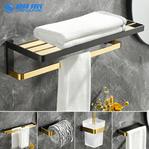 Langpai all copper black golden towel rack hanging light luxury bathroom bathroom hardware pendant bathroom rack