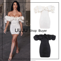 Spot House of CB dress New sexy one-shoulder off-the-shoulder fishbone French bandeau dress