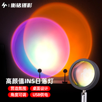 Sunset Scene in the sunset Scene Nets Red Photo Area Arrangement Mini Photo Props Background Cloth Creativity Photography Shooting Straight Podcast Rooms Ins Atmosphere Light Bedrooms Living-room Living-light Rainbow Light Girl