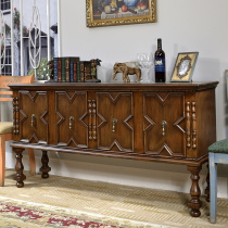  American country solid wood dining side cabinet Living room entrance cabinet Old household partition cabinet Sofa side cabinet furniture locker