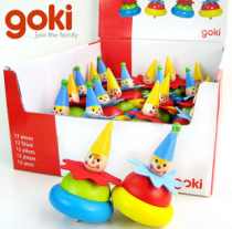 German goki wooden top cute clown thumb gyro baby gyro children hands on wooden toys