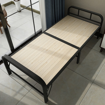  Single folding bed 1m household adult simple iron frame rental room layout 1 2m solid wood hard board double bed