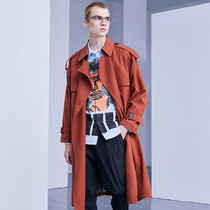 Big D 2021 autumn new male British coat young long knee loose profile trench trench coat men tide
