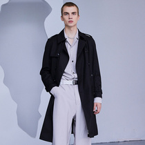 2021 autumn new mens loose casual jacket young ruffian handsome British long knee trench trench coat men tide